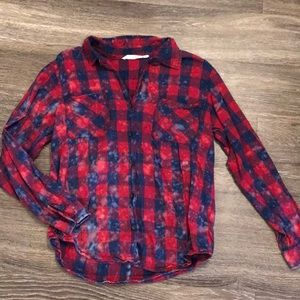 Bleached Affect Plaid Top